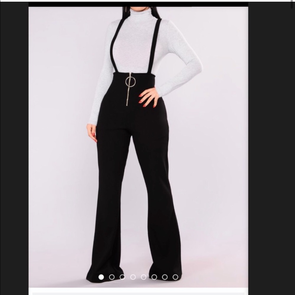 Elegant Black Women's Jumpsuit with Suspender Detail